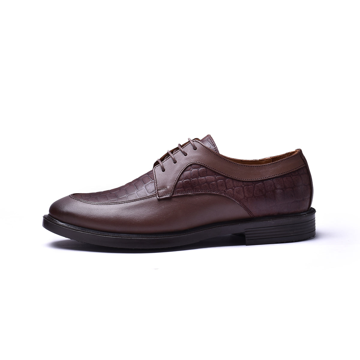 Normandy Genuine Croc-Embossed Leather Lace-Up Derby Shoes