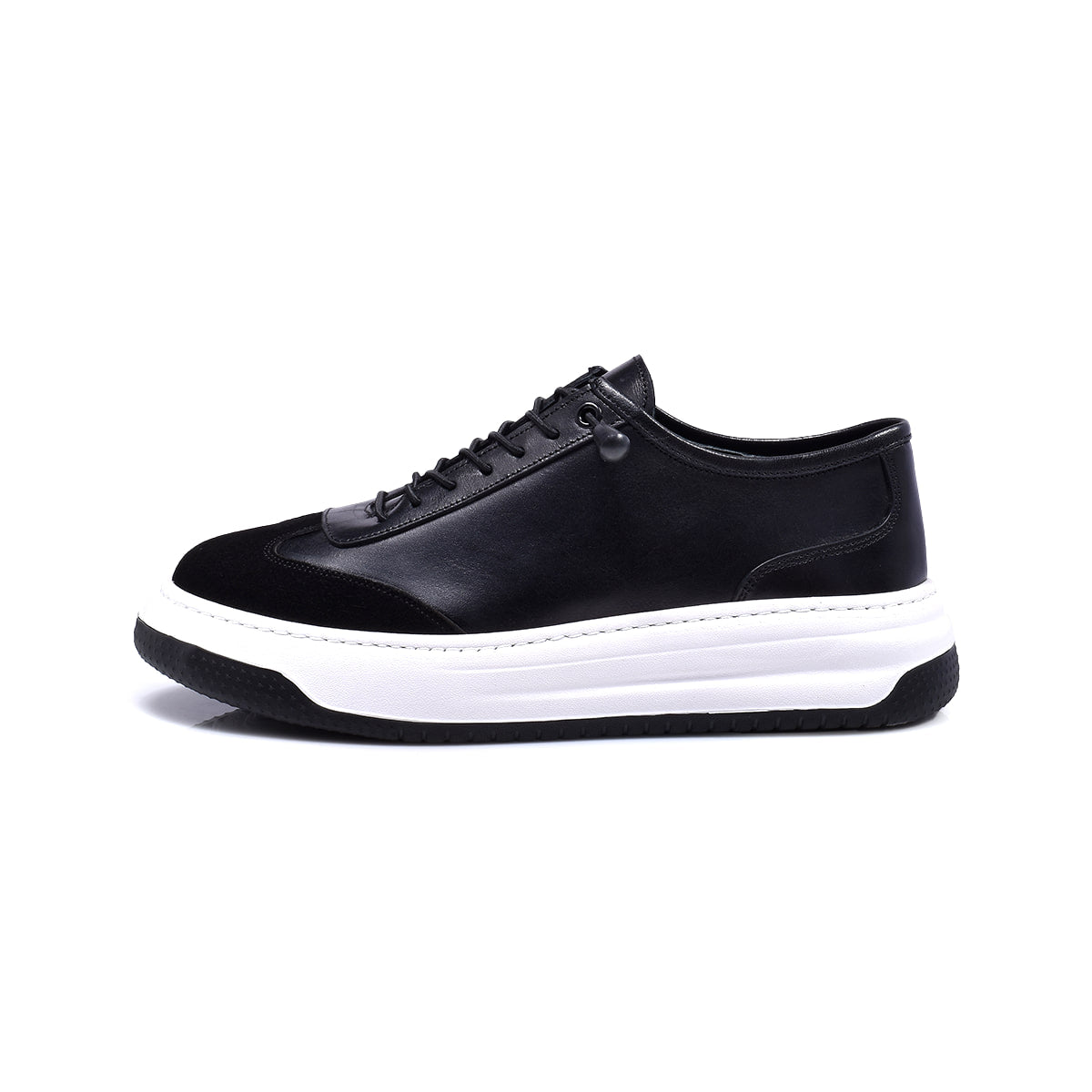 Normandy Genuine Leather Elastic Lace Chunky Sneaker