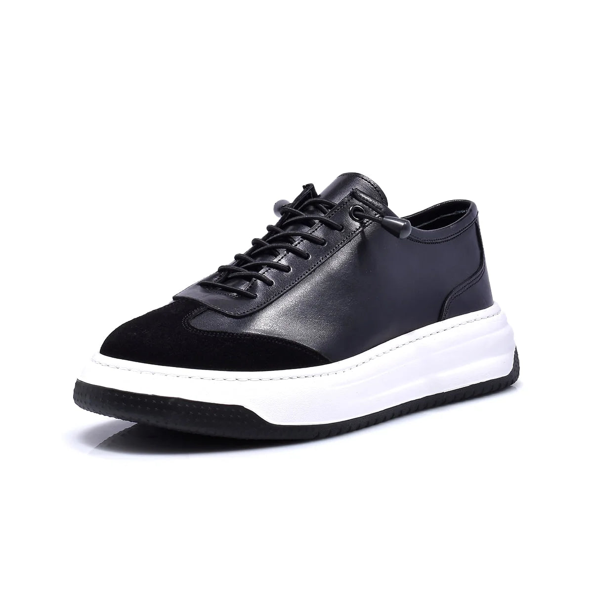 Normandy Genuine Leather Elastic Lace Chunky Sneaker