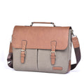Normandy Genuine Leather & Canvas Laptop Messenger Briefcase