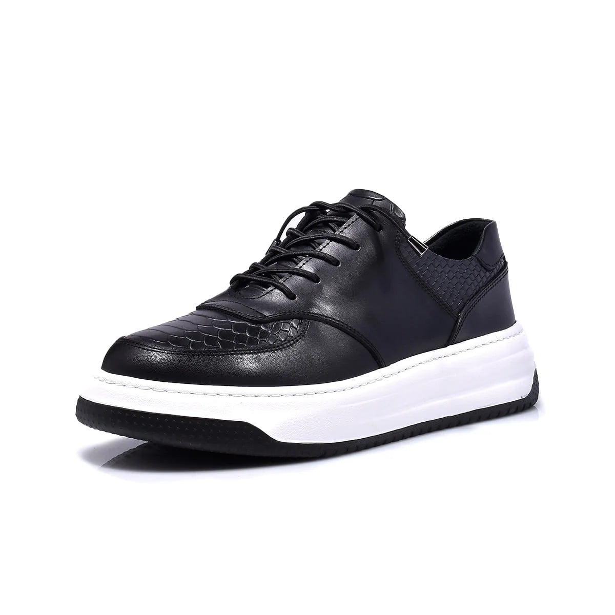 Normandy Genuine Leather Elastic Lace Chunky Sneaker